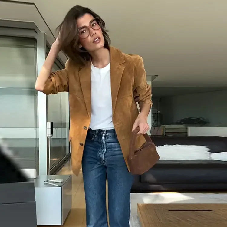 Blazer Feminino de Camurça Vintage