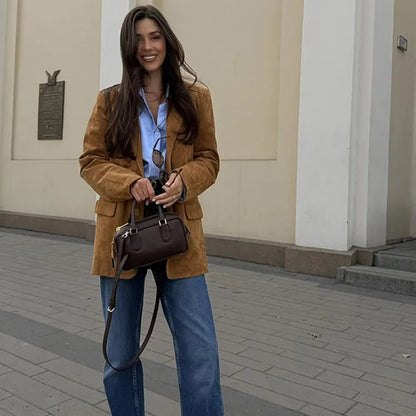 Blazer Feminino de Camurça Vintage