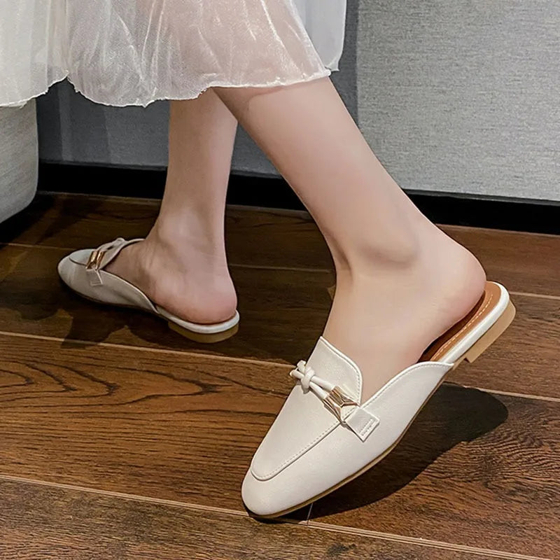 Comemore-Chinelos sem salto para mulheres, sapatos da moda verão, sandálias femininas, chinelos de senhoras, roupa exterior plana, slides preguiçosos, novo, 2024